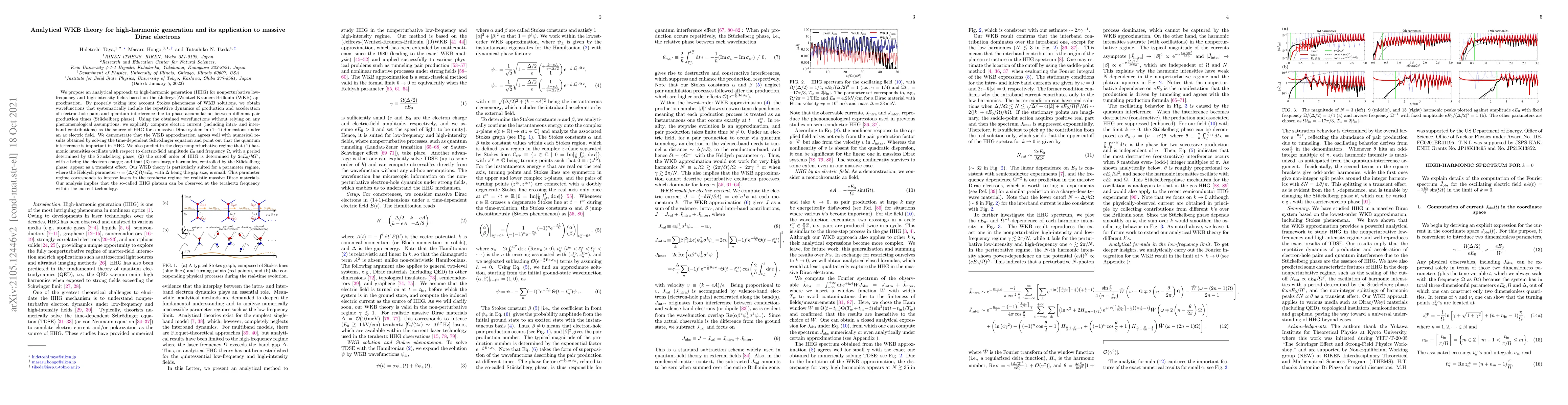 Thumbnail for Analytical WKB theory for high-harmonic generation and its application
  to massive Dirac electrons