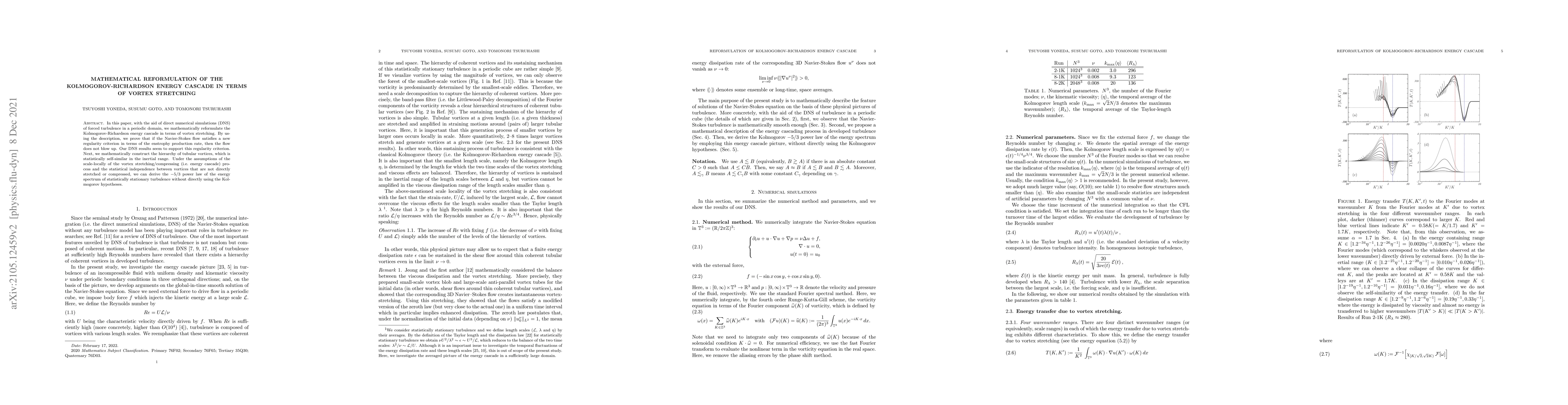 Thumbnail for Mathematical reformulation of the Kolmogorov-Richardson energy cascade
  in terms of vortex stretching