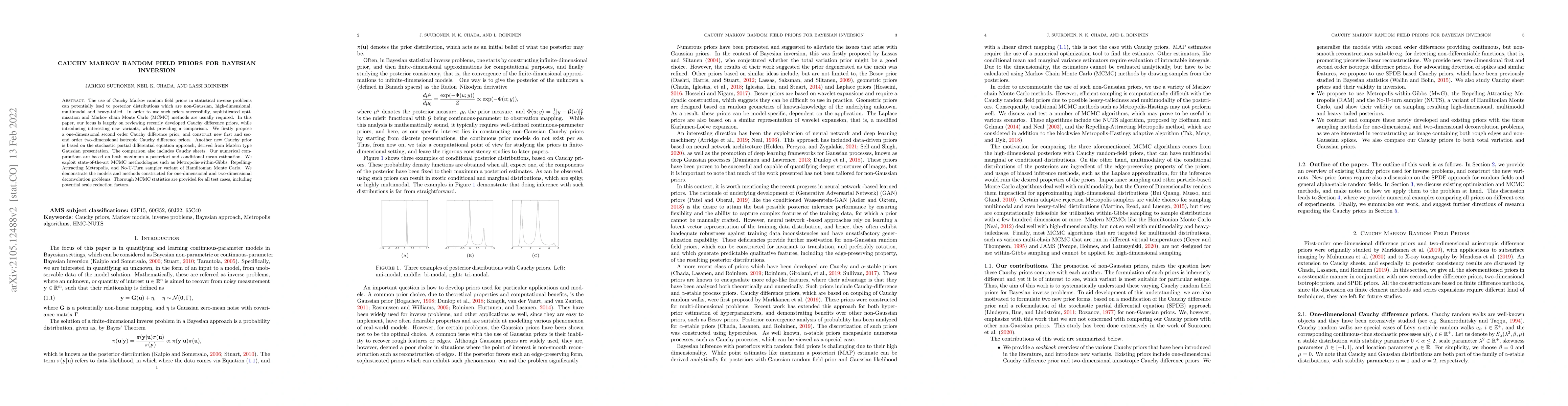 Thumbnail for Cauchy Markov Random Field Priors for Bayesian Inversion