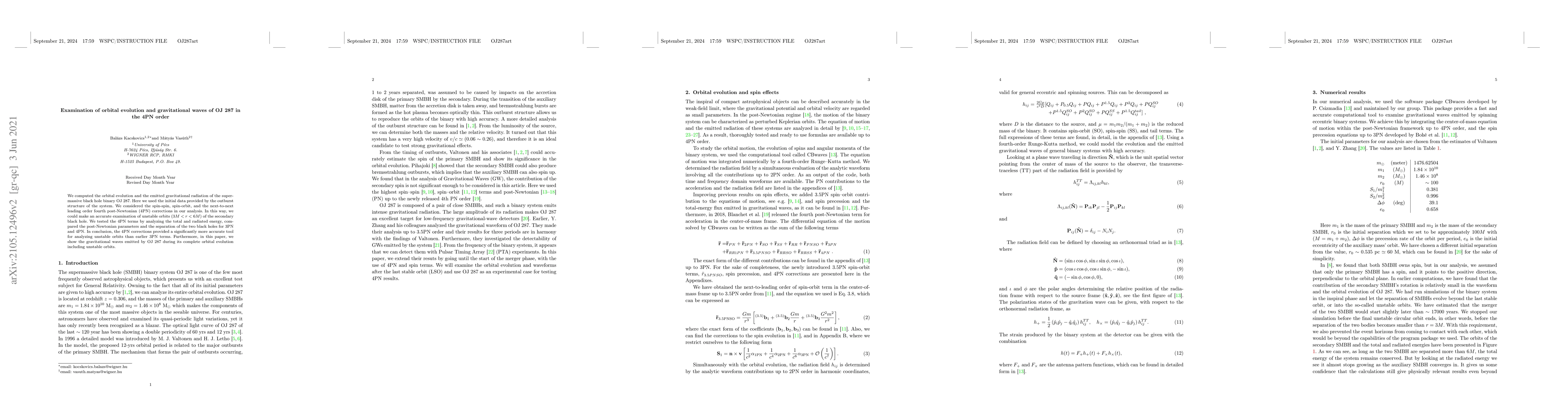 Thumbnail for Examination of orbital evolution and gravitational waves of OJ 287 in
  the 4PN order
