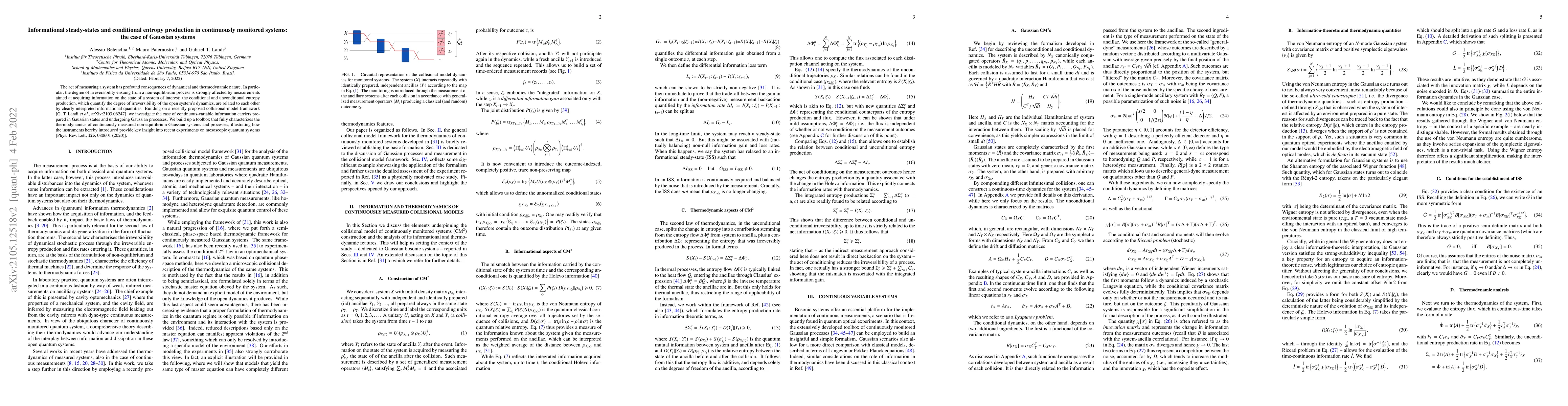 Thumbnail for Informational steady-states and conditional entropy production in
  continuously monitored systems: the case of Gaussian systems