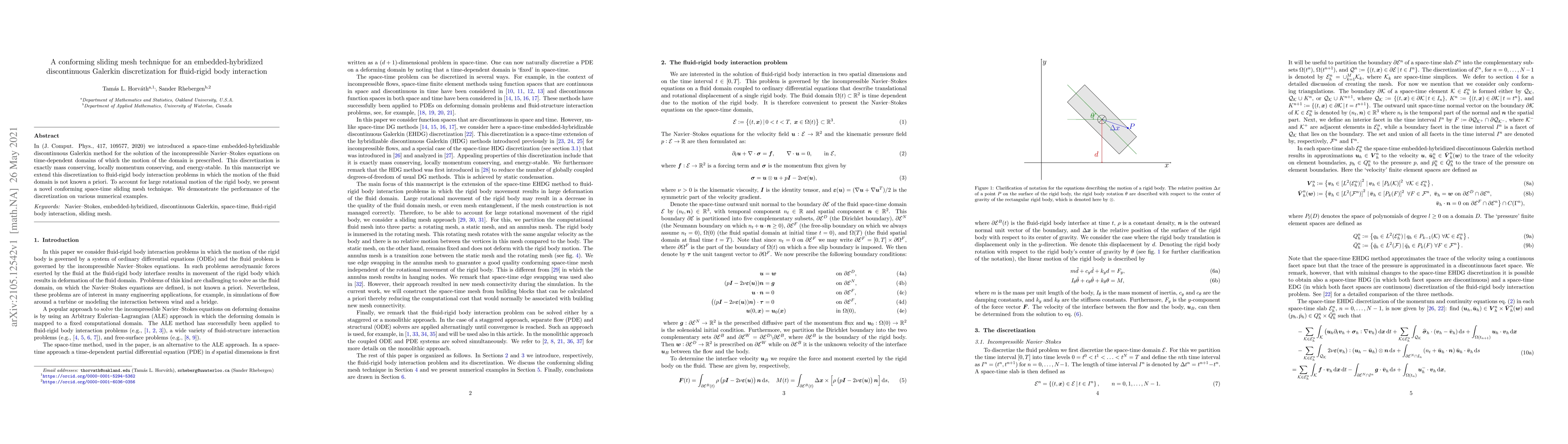 Thumbnail for A conforming sliding mesh technique for an embedded-hybridized
  discontinuous Galerkin discretization for fluid-rigid body interaction