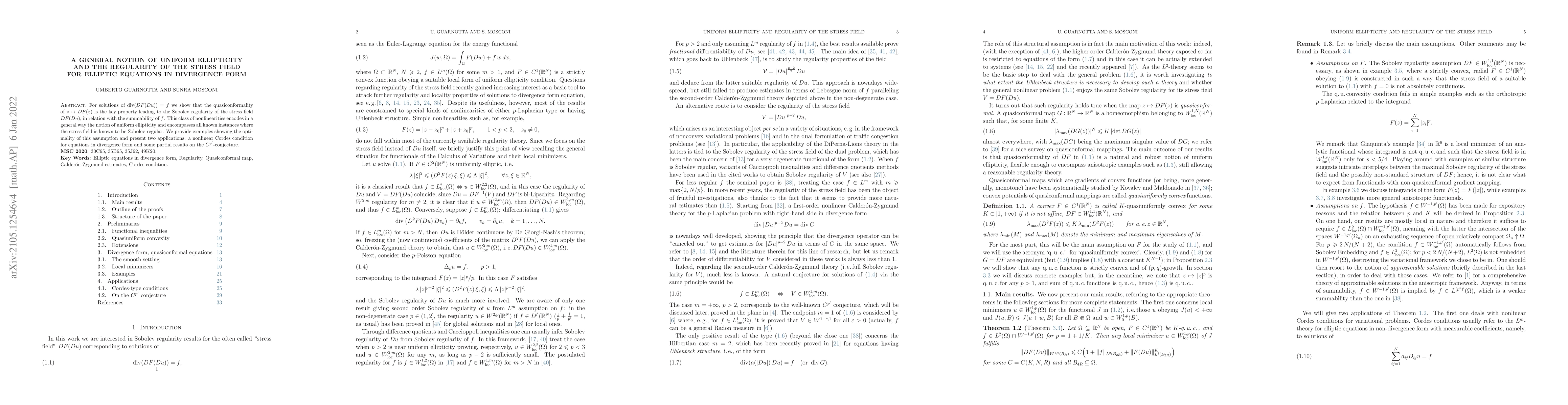 Thumbnail for A general notion of uniform ellipticity and the regularity of the stress
  field for elliptic equations in divergence form