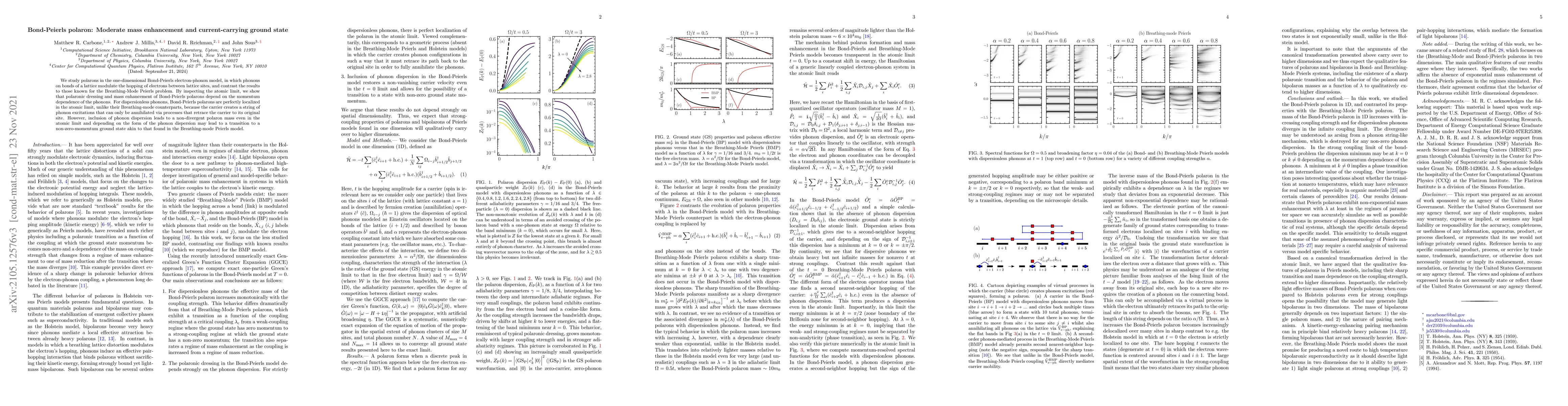 Thumbnail for Bond-Peierls polaron: Moderate mass enhancement and current-carrying
  ground state