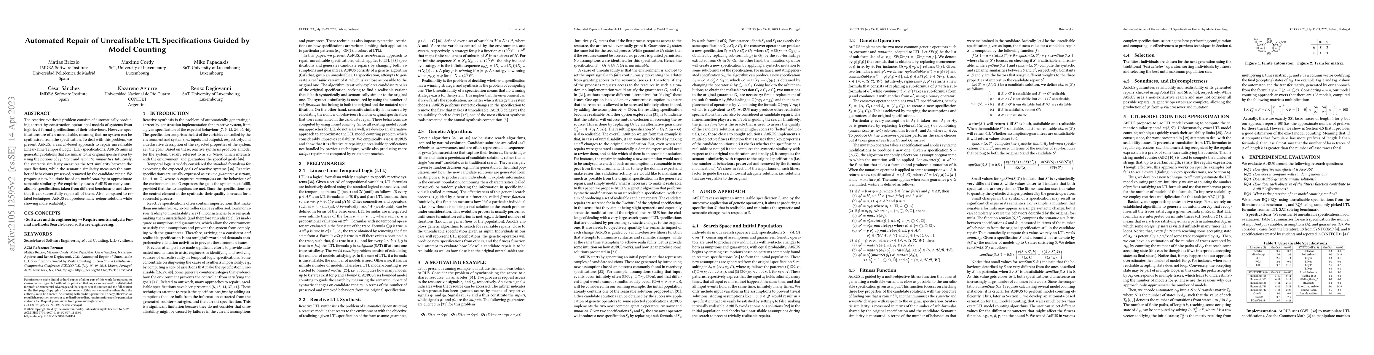 Thumbnail for Automated Repair of Unrealisable LTL Specifications Guided by Model
  Counting