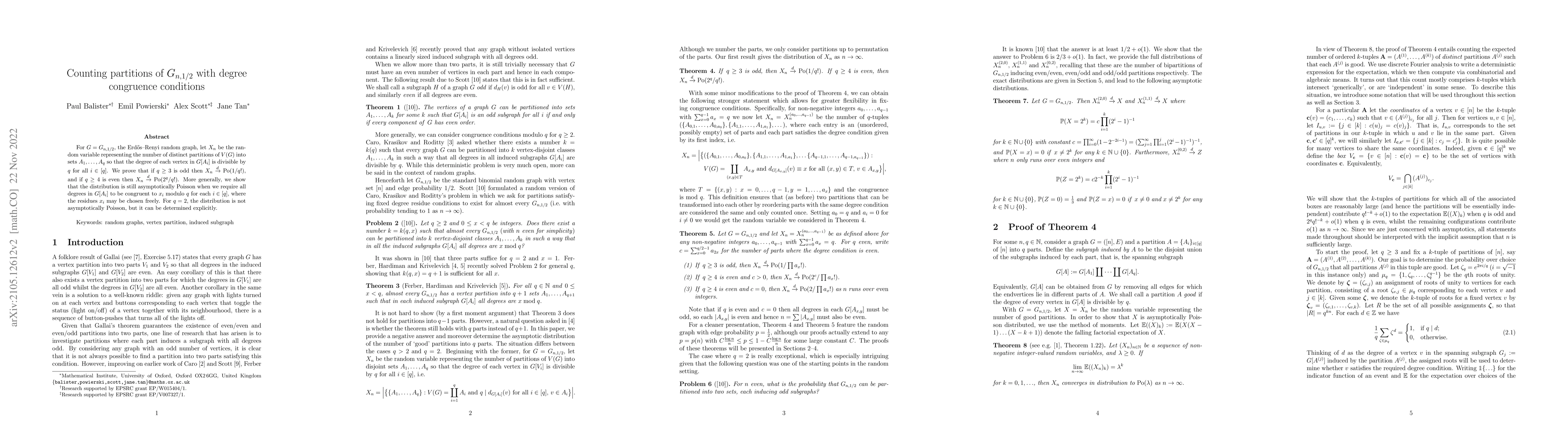 Thumbnail for Counting partitions of $G_{n,1/2}$ with degree congruence conditions