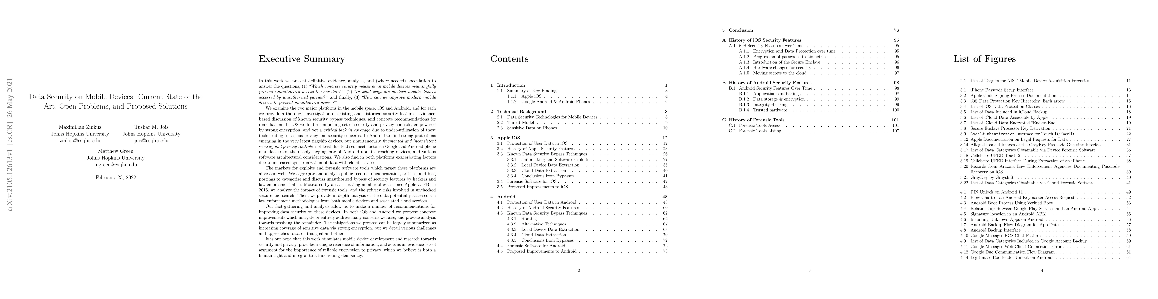 Thumbnail for Data Security on Mobile Devices: Current State of the Art, Open
  Problems, and Proposed Solutions