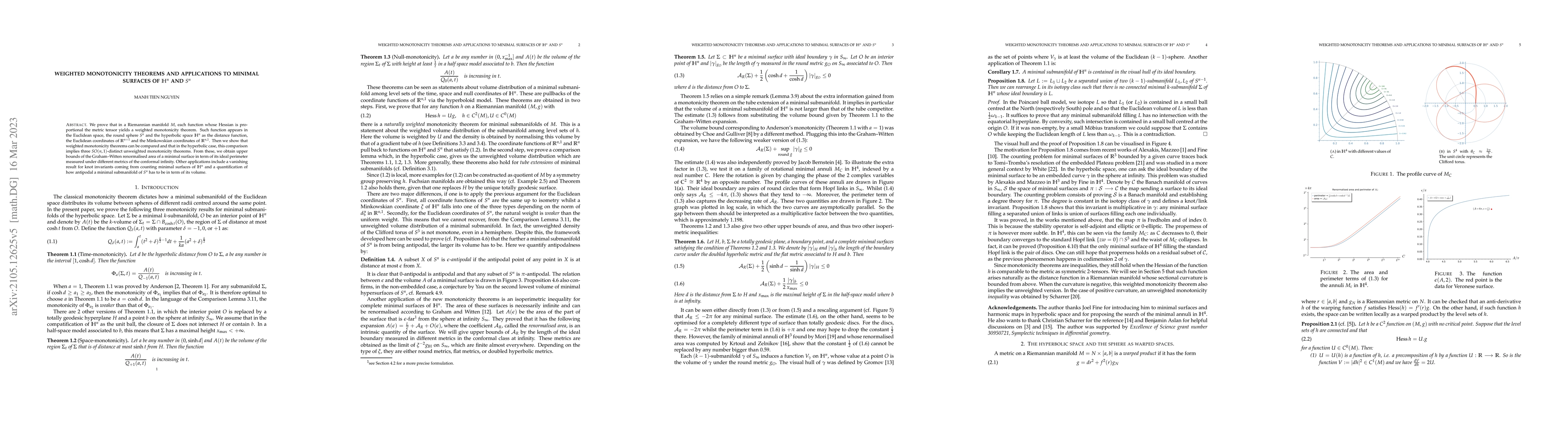Thumbnail for Weighted monotonicity theorems and applications to minimal surfaces in
  $\mathbb{H}^n$ and $S^n$