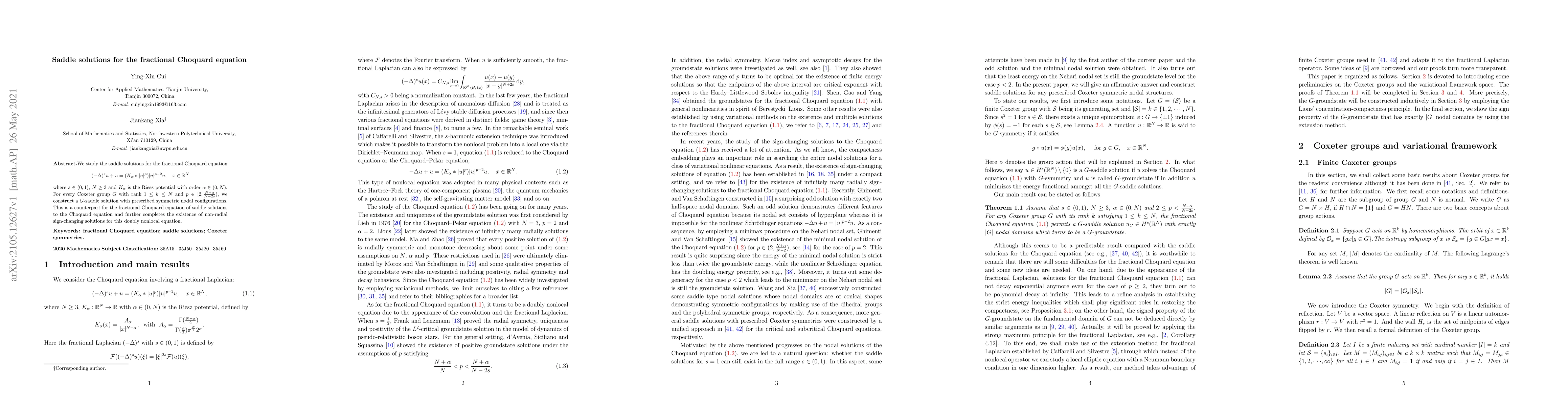 Thumbnail for Saddle solutions for the fractional Choquard equation