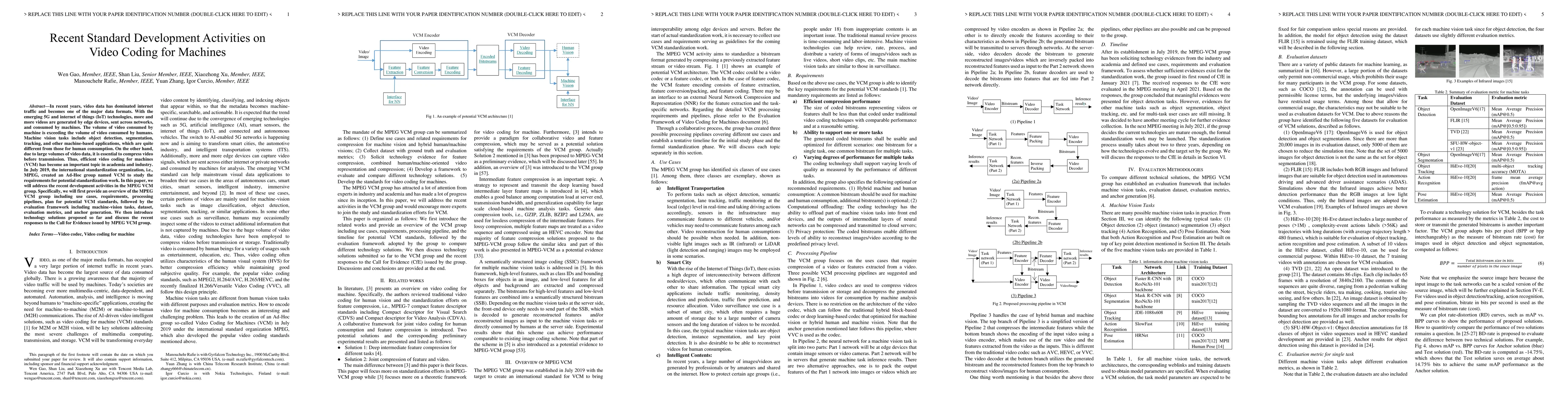 Thumbnail for Recent Standard Development Activities on Video Coding for Machines
