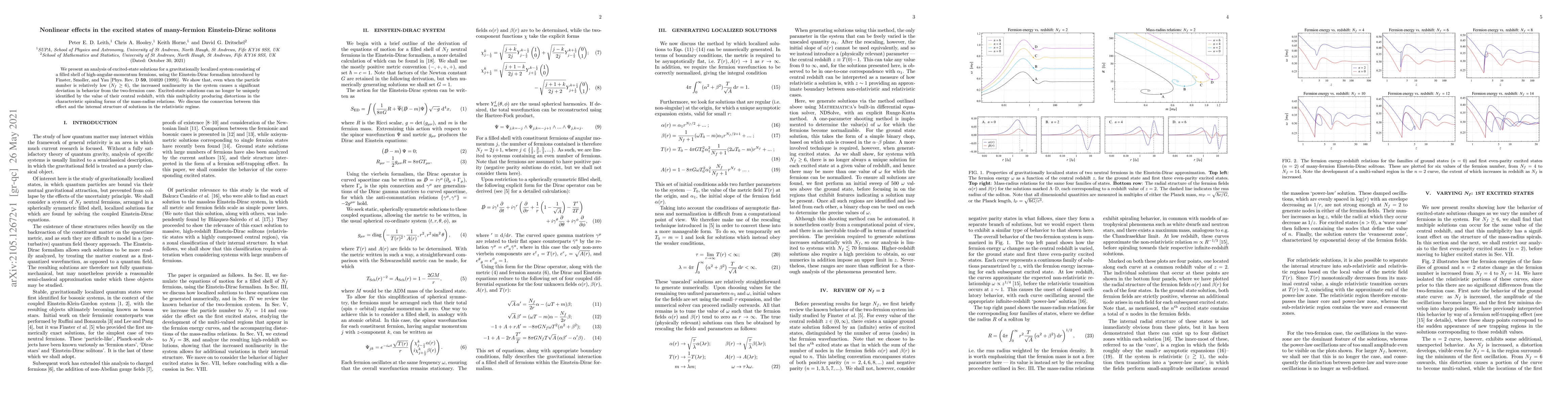 Thumbnail for Nonlinear effects in the excited states of many-fermion Einstein-Dirac
  solitons