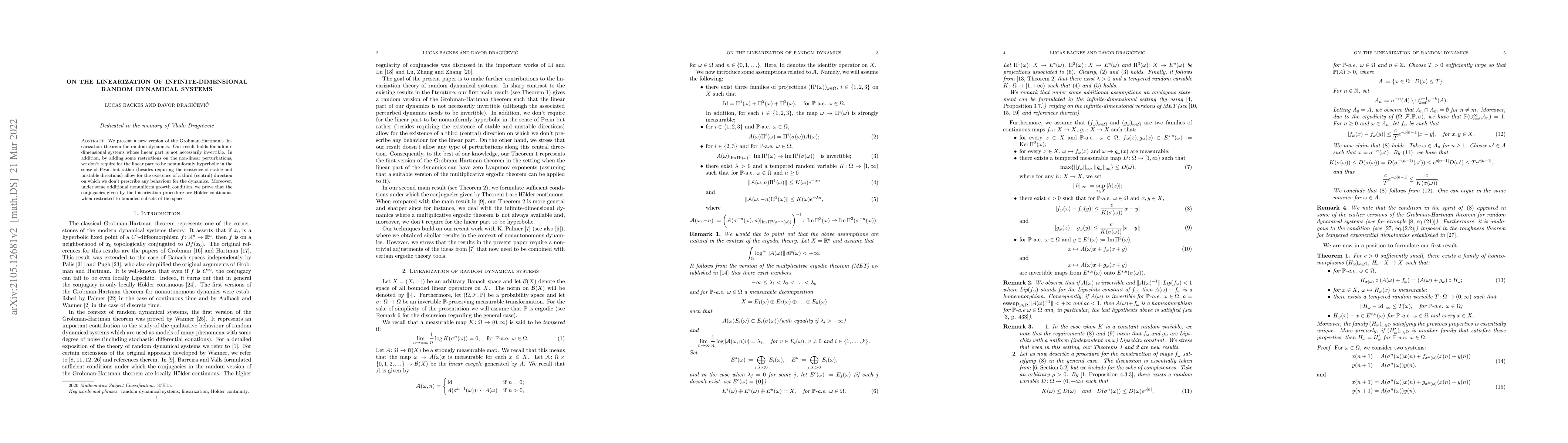 Thumbnail for On the linearization of infinite-dimensional random dynamical systems
