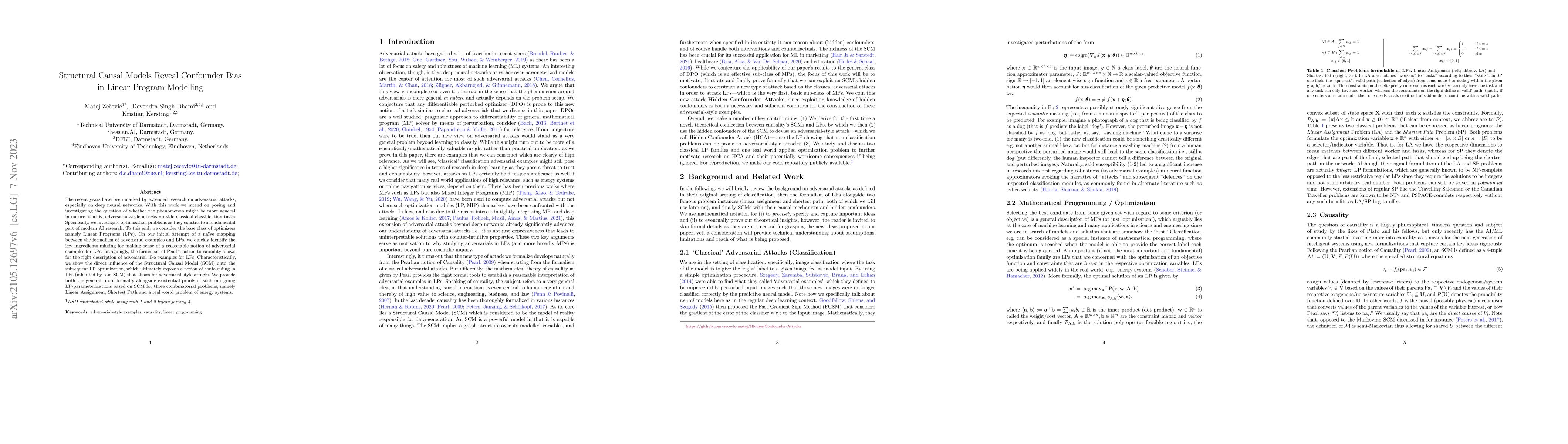 Thumbnail for Structural Causal Models Reveal Confounder Bias in Linear Program
  Modelling