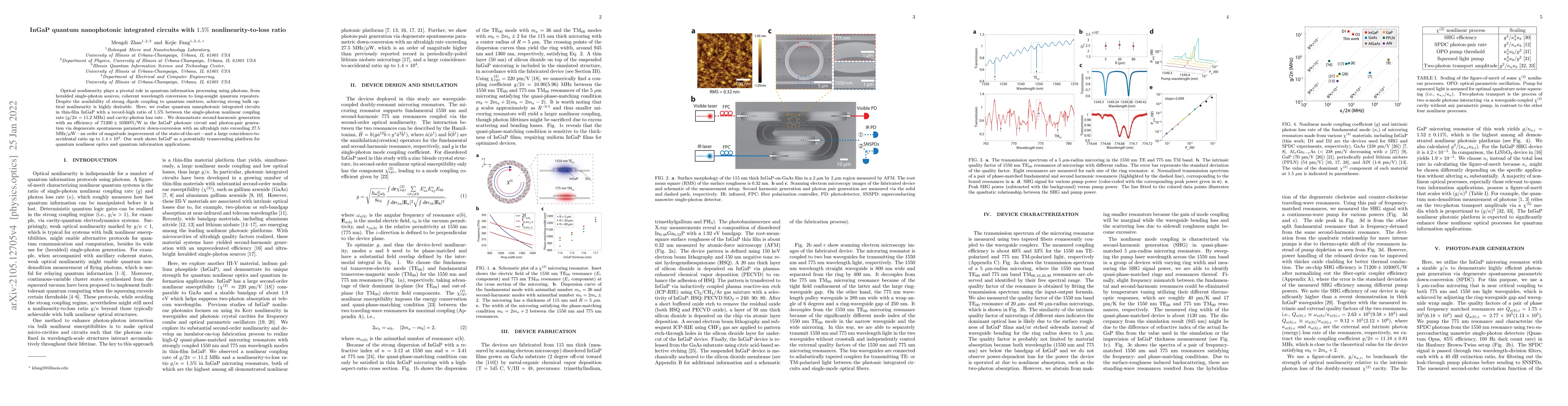 Thumbnail for InGaP quantum nanophotonic integrated circuits with 1.5%
  nonlinearity-to-loss ratio