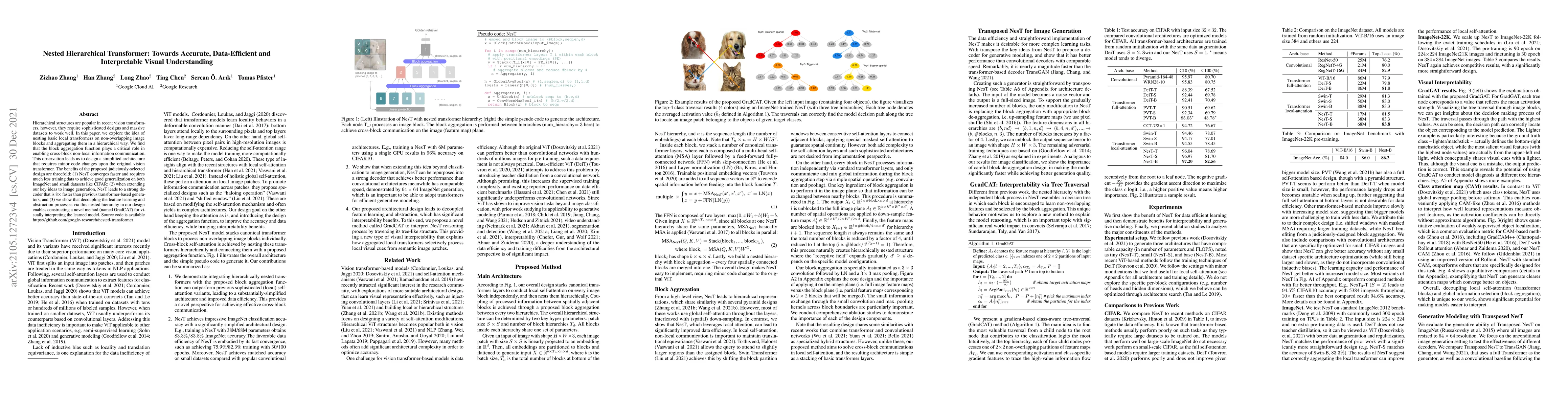 Thumbnail for Nested Hierarchical Transformer: Towards Accurate, Data-Efficient and
  Interpretable Visual Understanding