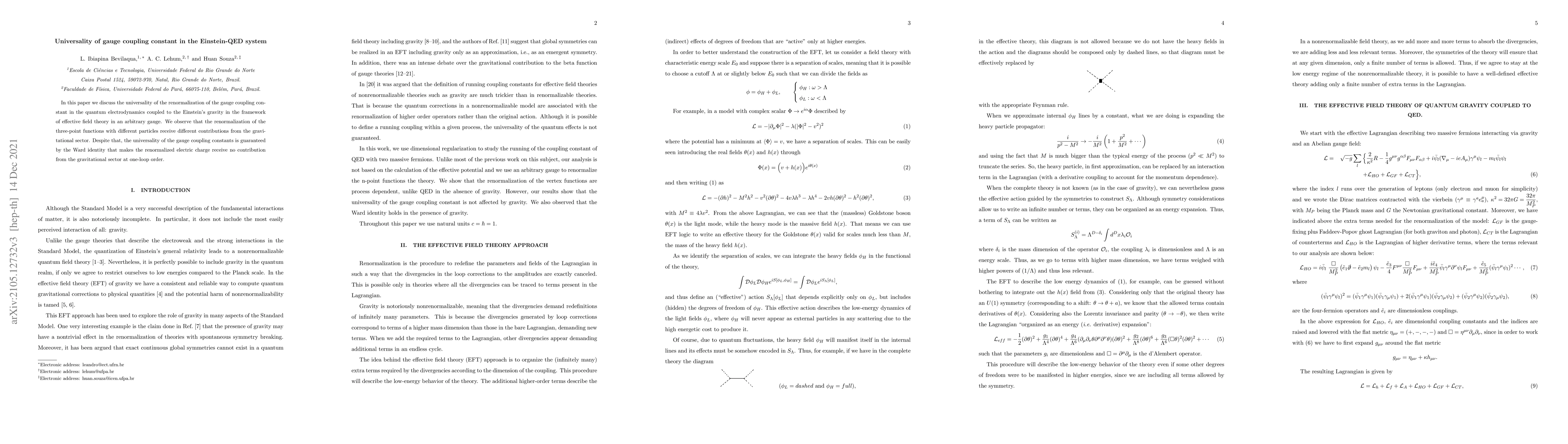 Thumbnail for Universality of gauge coupling constant in the Einstein-QED system