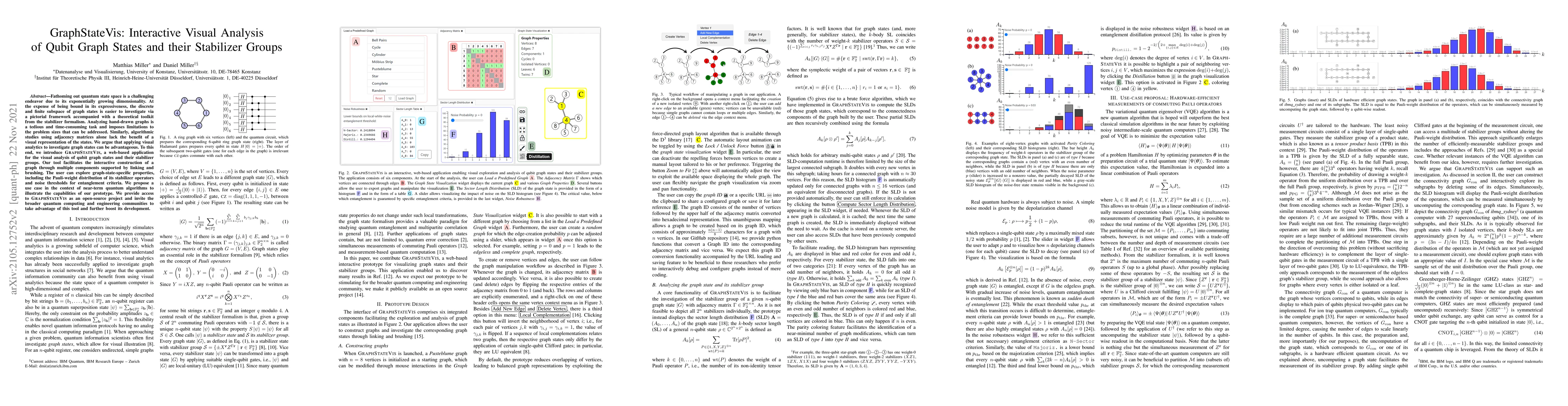 Thumbnail for GraphStateVis: Interactive Visual Analysis of Qubit Graph States and
  their Stabilizer Groups