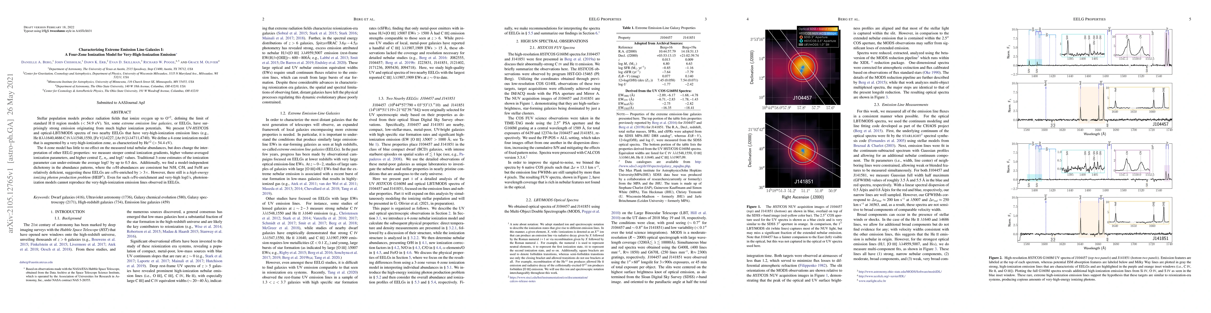 Thumbnail for Characterizing Extreme Emission Line Galaxies I: A Four-Zone Ionization
  Model for Very-High-Ionization Emission