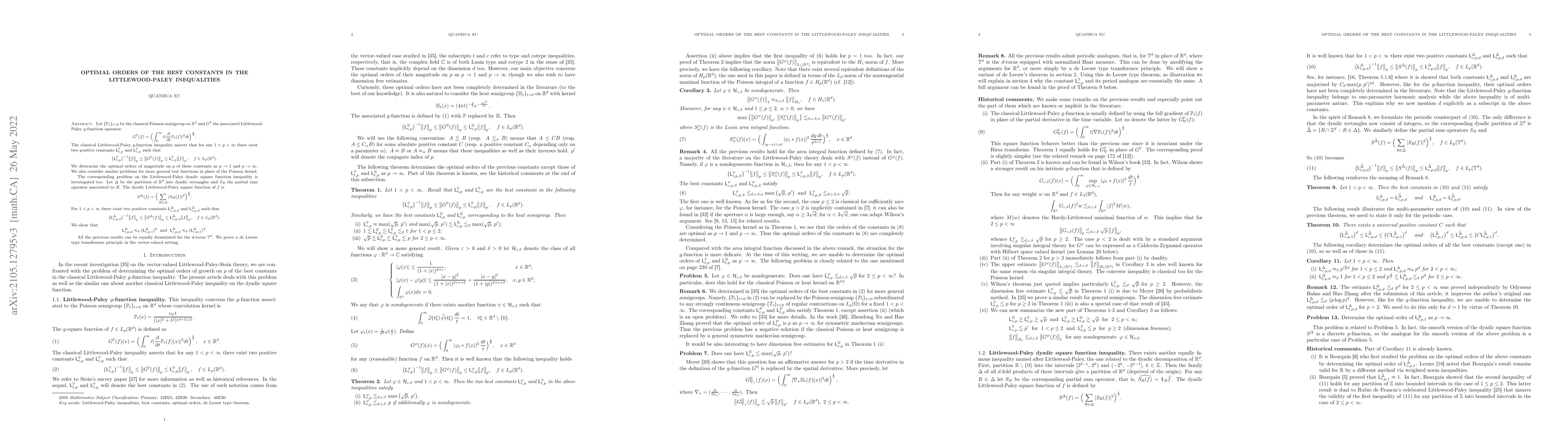 Thumbnail for Optimal orders of the best constants in the Littlewood-Paley
  inequalities
