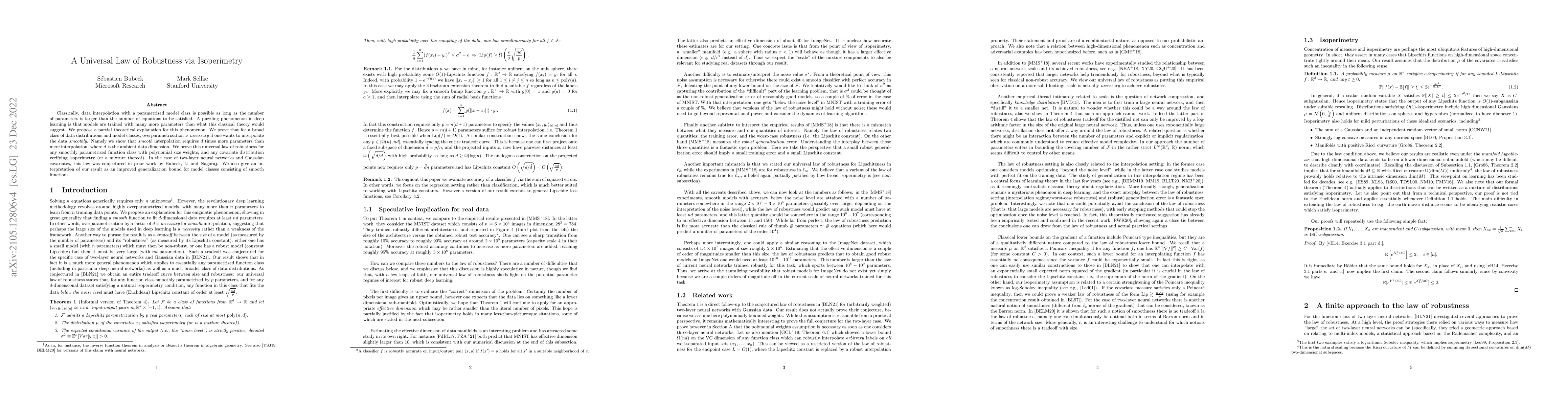 Thumbnail for A Universal Law of Robustness via Isoperimetry