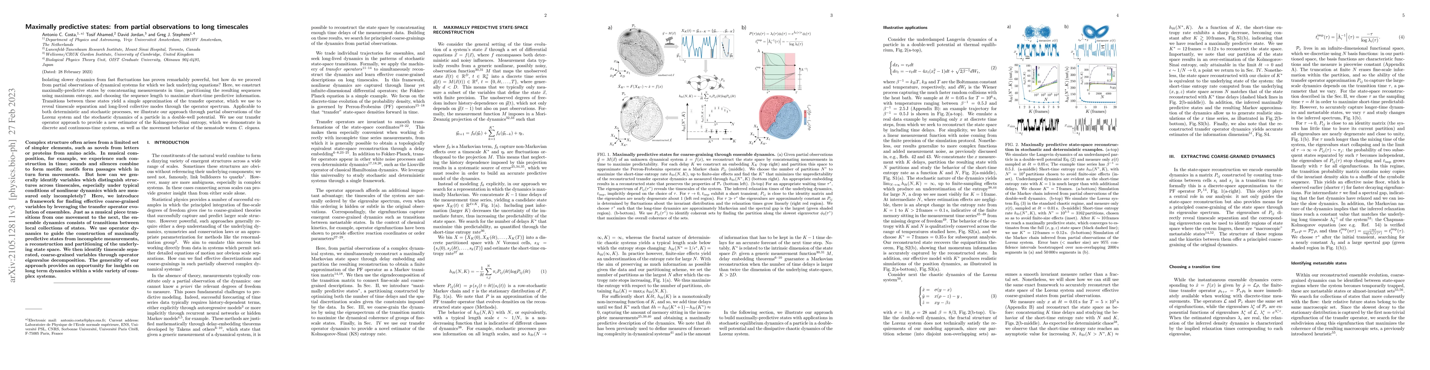 Thumbnail for Maximally predictive states: from partial observations to long
  timescales