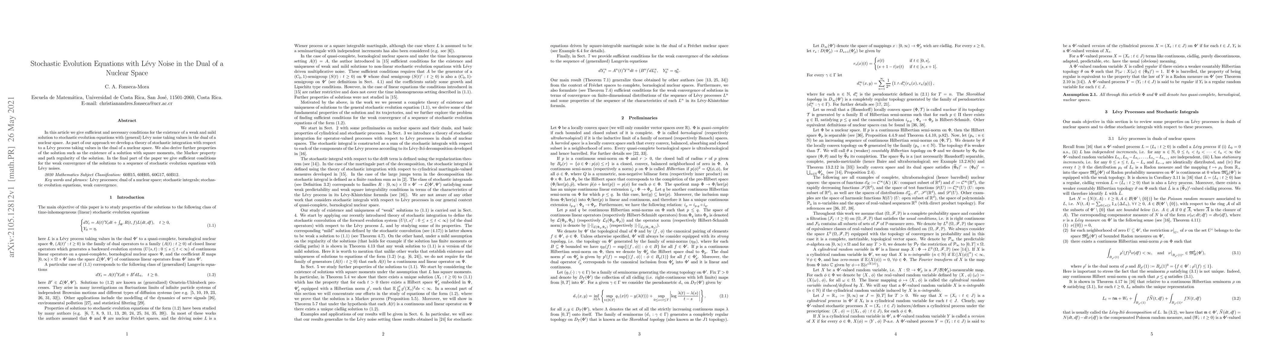 Thumbnail for Stochastic Evolution Equations with L\'{e}vy Noise in the Dual of a
  Nuclear Space