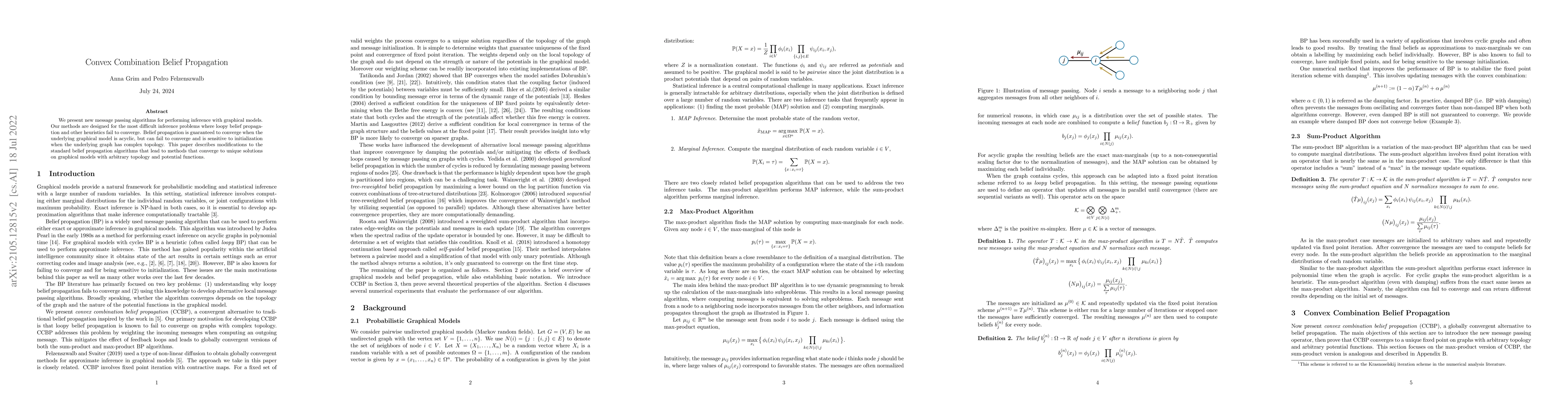 Thumbnail for Convex Combination Belief Propagation Algorithms