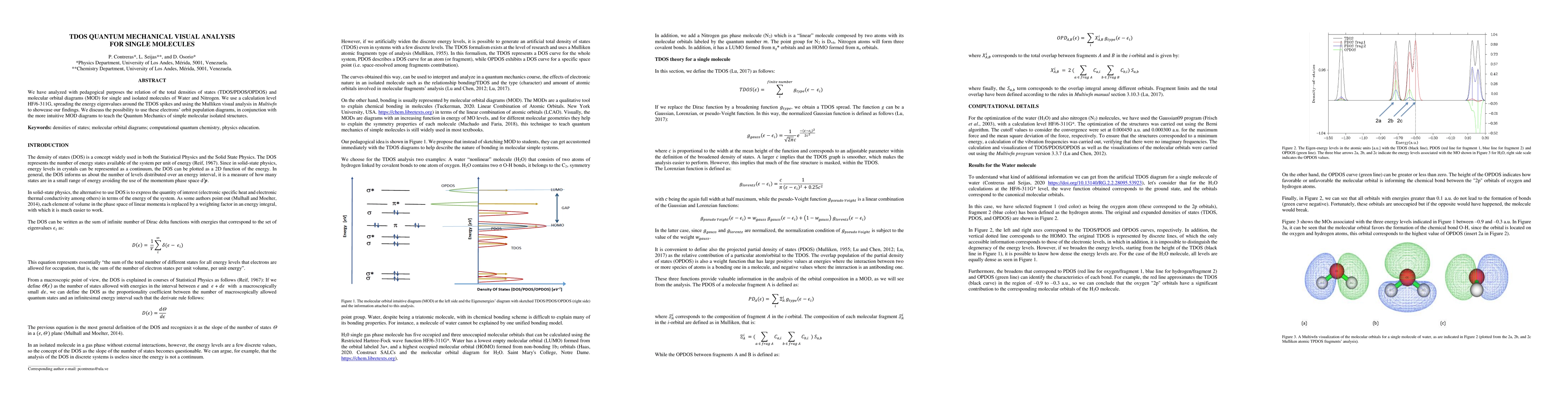 Thumbnail for TDOS Quantum Mechanical visual analysis for single molecules