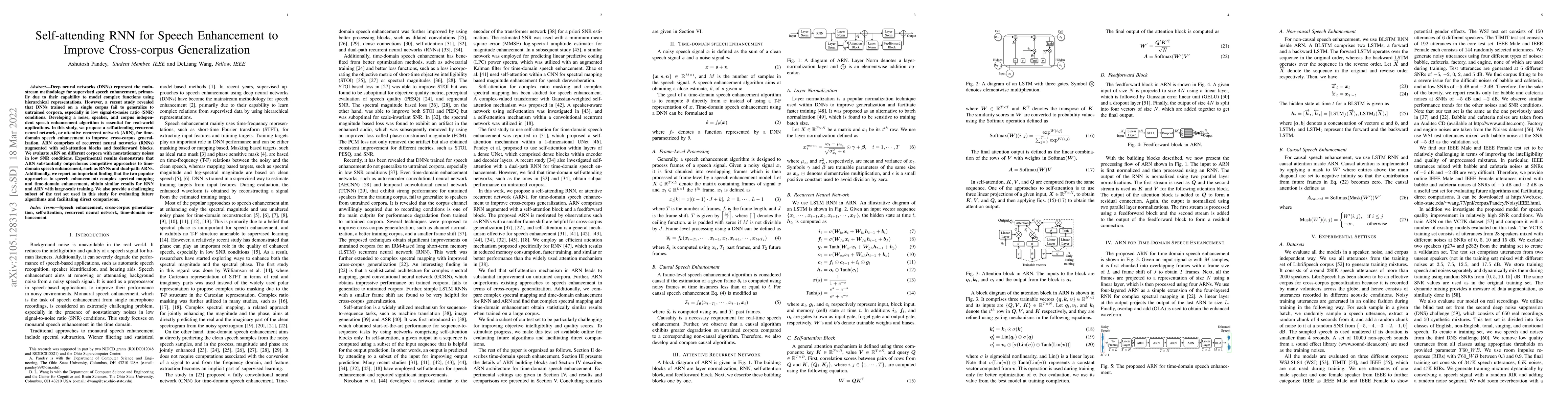 Thumbnail for Self-attending RNN for Speech Enhancement to Improve Cross-corpus
  Generalization