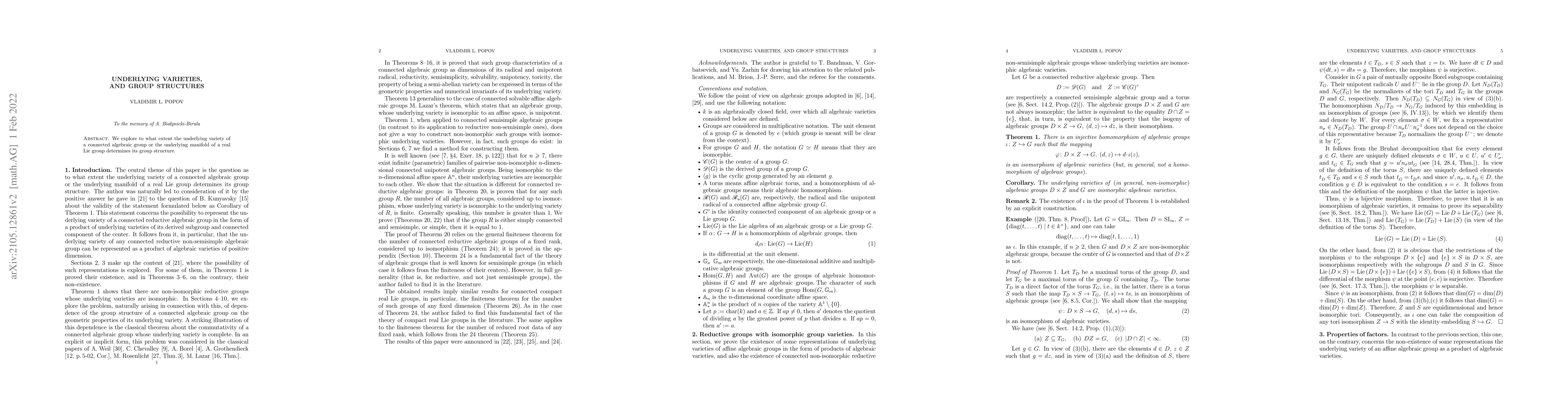 Thumbnail for Underlying varieties and group structures