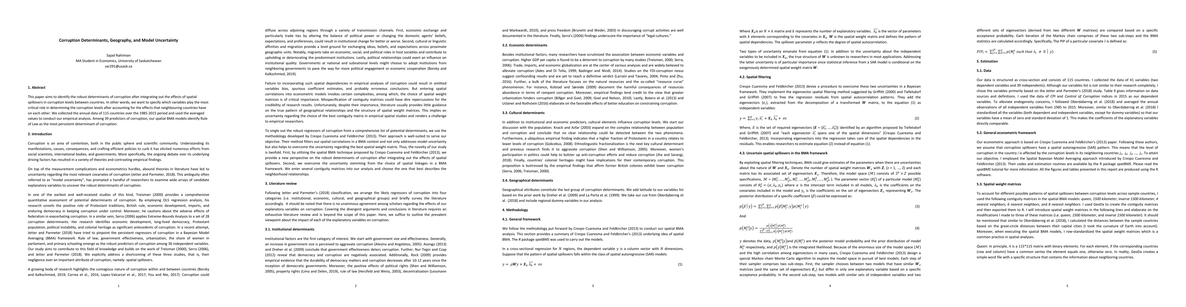 Thumbnail for Corruption Determinants, Geography, and Model Uncertainty