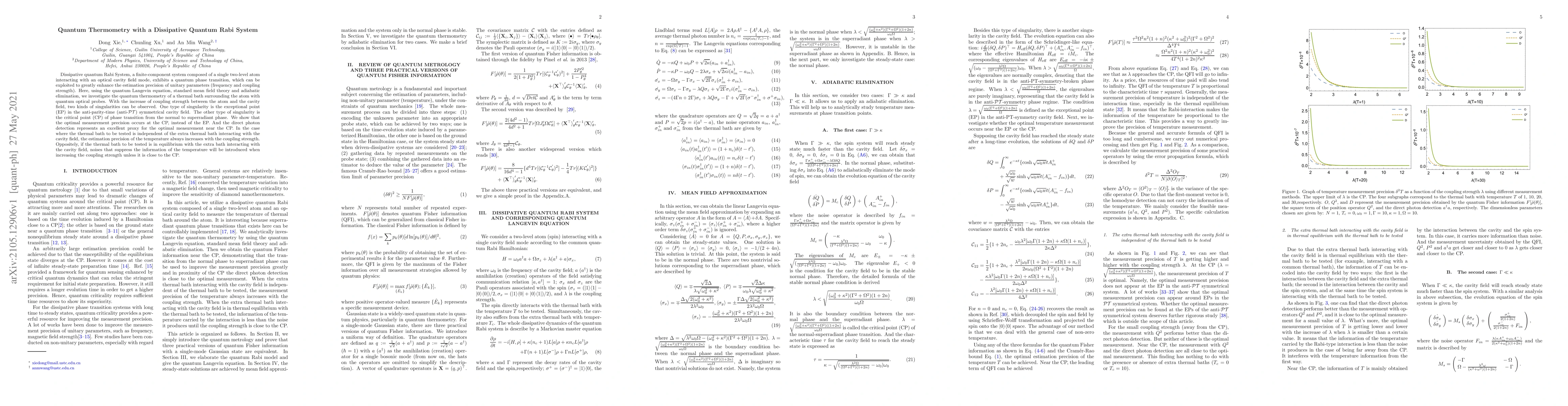 Thumbnail for Quantum Thermometry with a Dissipative Quantum Rabi System