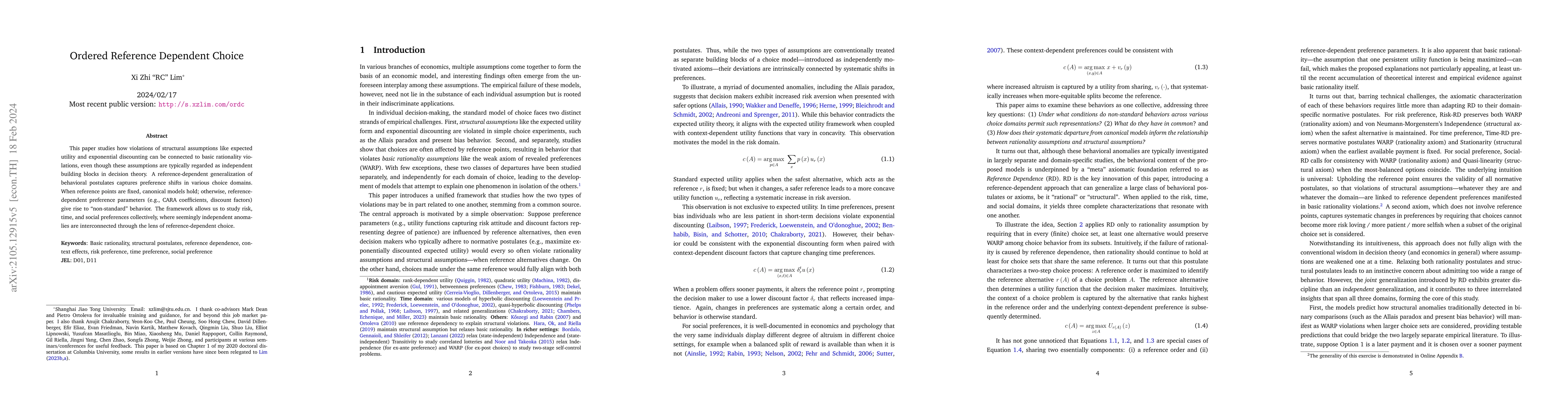 Thumbnail for Ordered Reference Dependent Choice