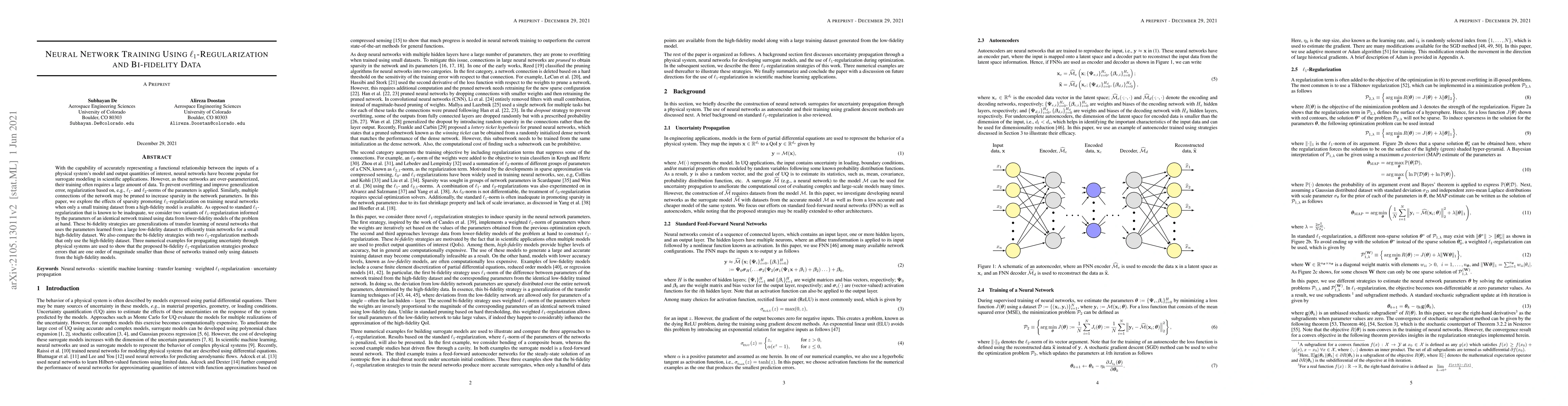 Thumbnail for Neural Network Training Using $\ell_1$-Regularization and Bi-fidelity
  Data