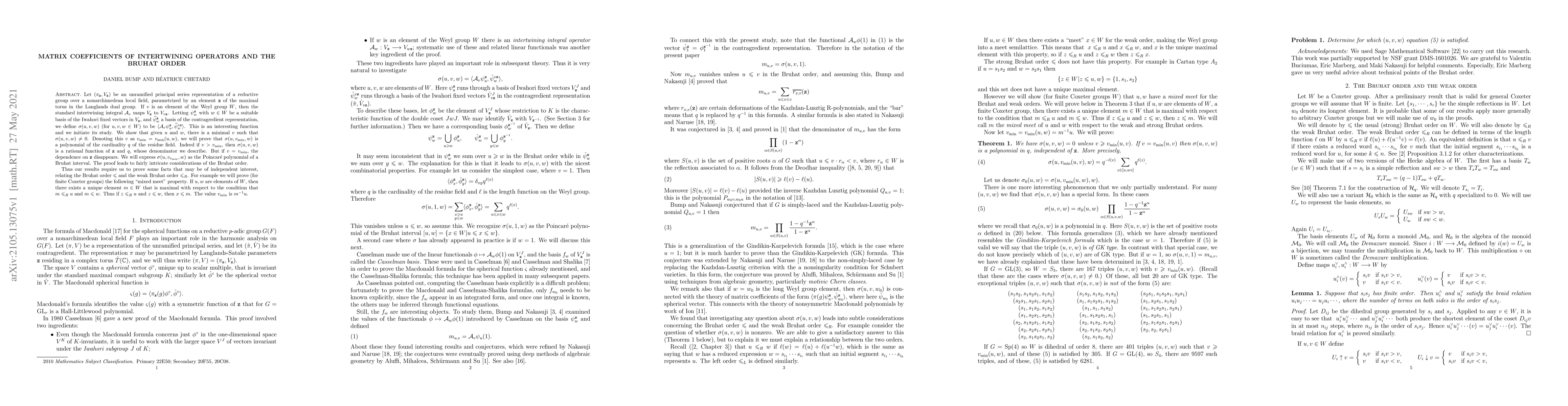 Thumbnail for Matrix coefficients of intertwining operators and the Bruhat order