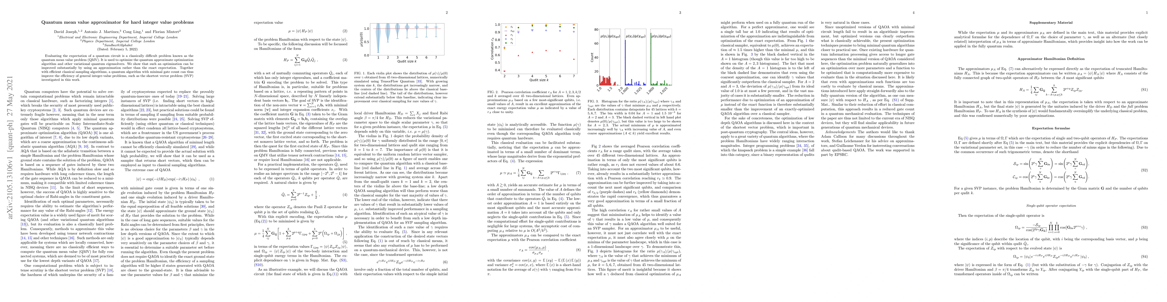 Thumbnail for Quantum mean value approximator for hard integer value problems