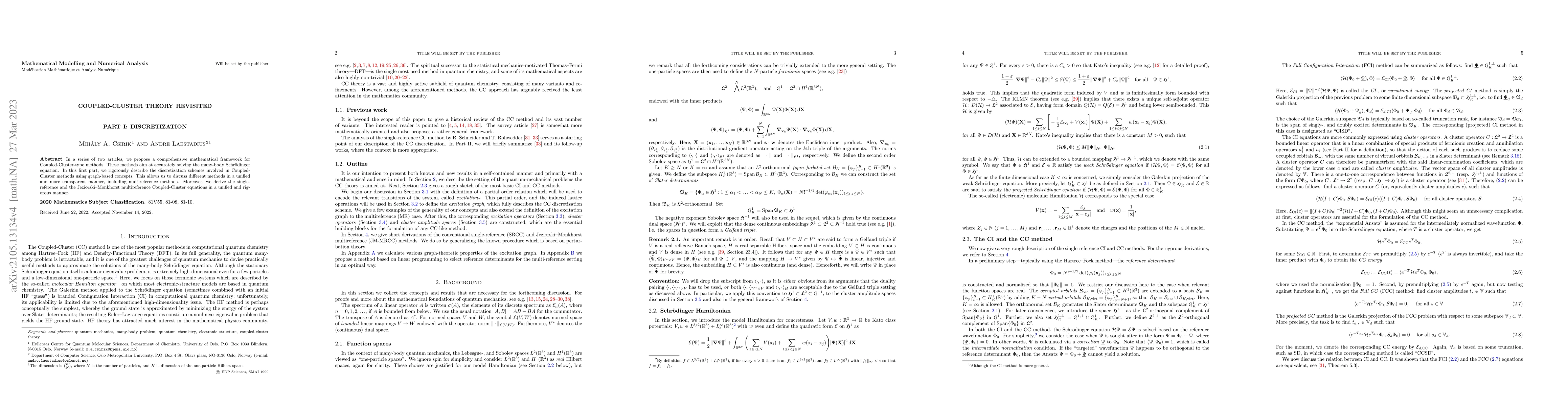 Thumbnail for Coupled-Cluster Theory Revisited. Part I: Discretization
