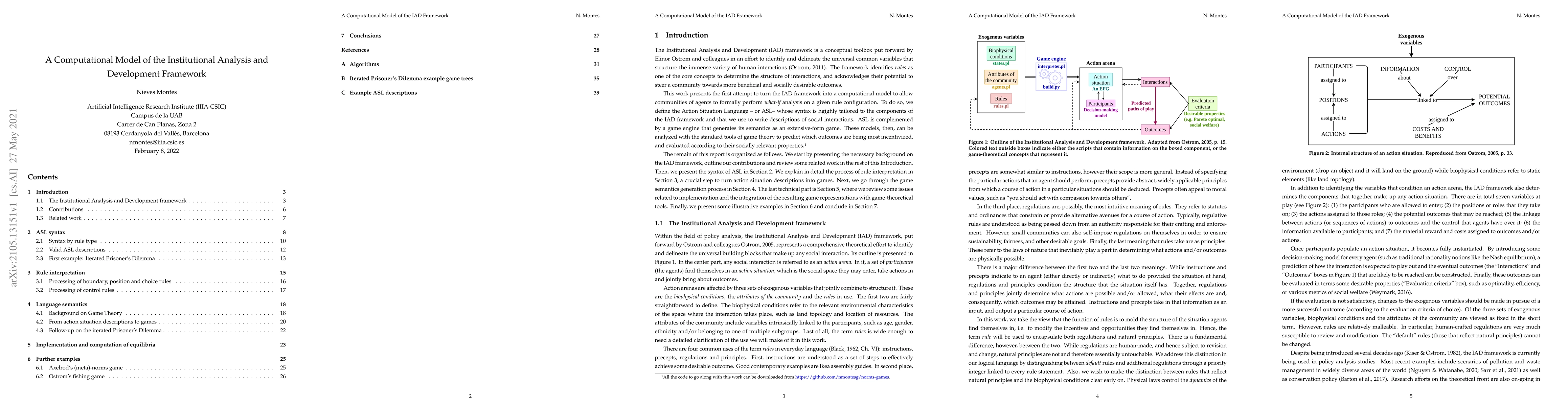 Thumbnail for A Computational Model of the Institutional Analysis and Development
  Framework