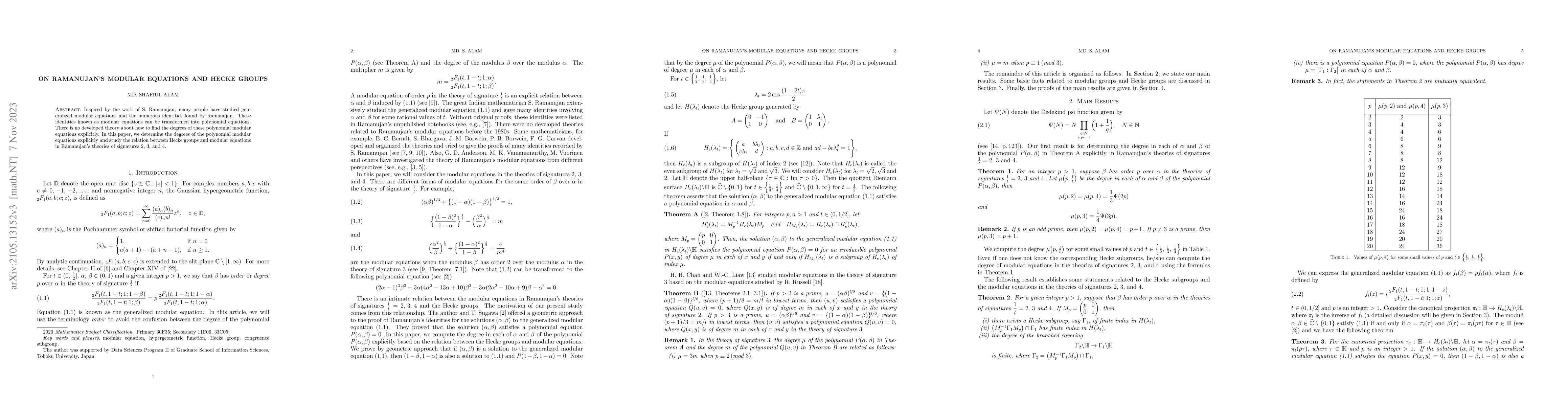 Thumbnail for On Ramanujan's Modular Equations and Hecke Groups