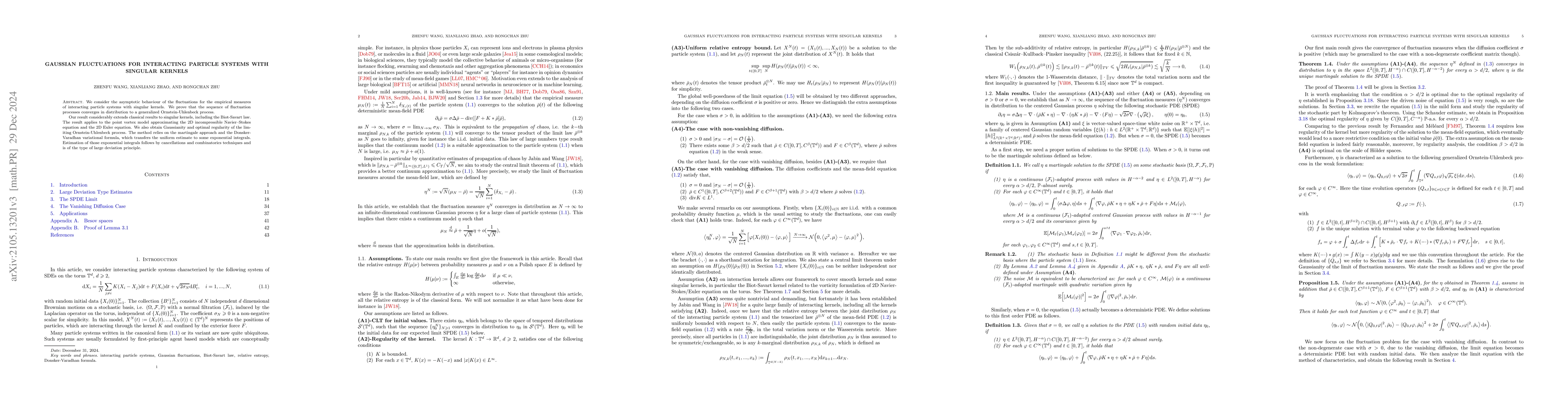 Thumbnail for Gaussian fluctuations for interacting particle systems with singular
  kernels