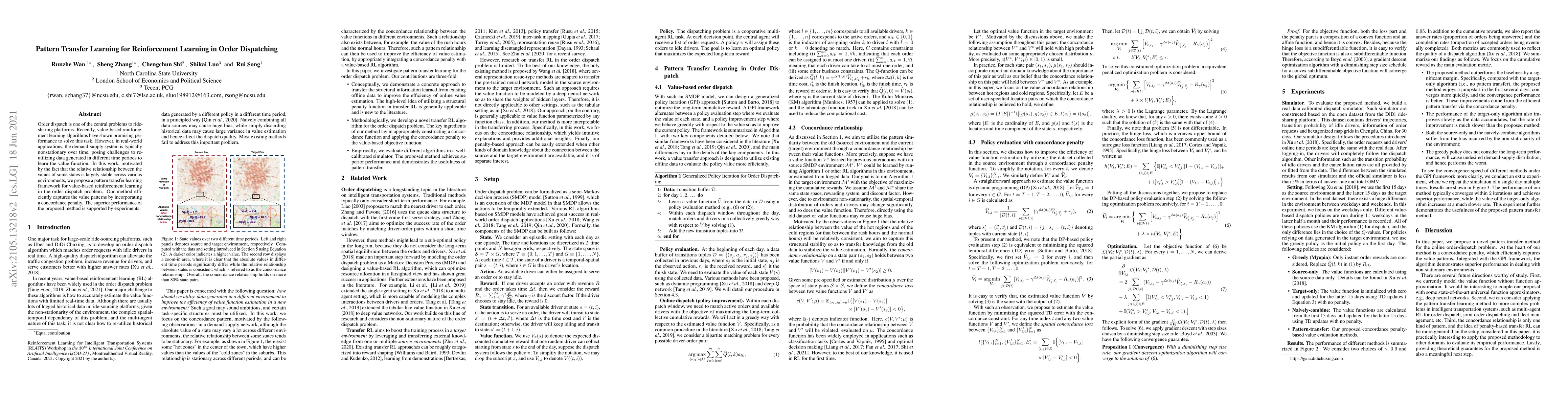 Thumbnail for Pattern Transfer Learning for Reinforcement Learning in Order
  Dispatching
