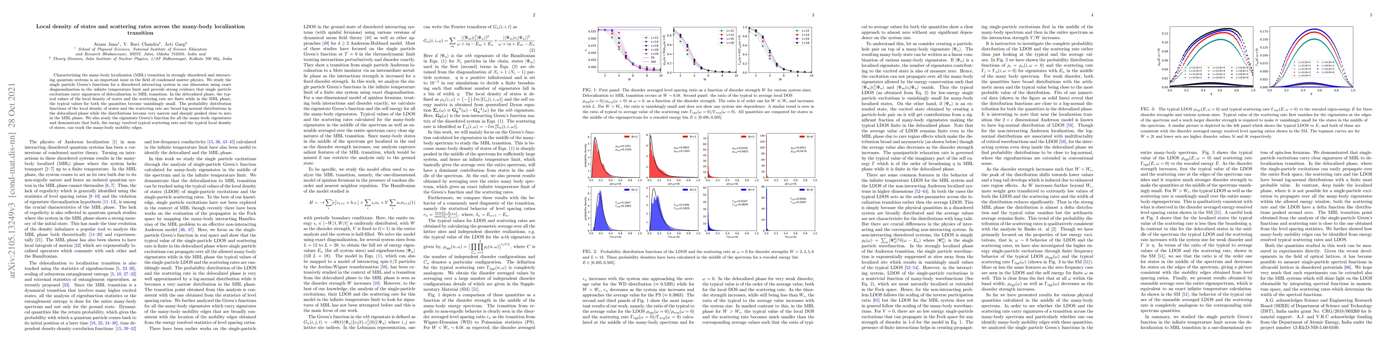 Thumbnail for Local density of states and scattering rates across the many-body
  localization transition