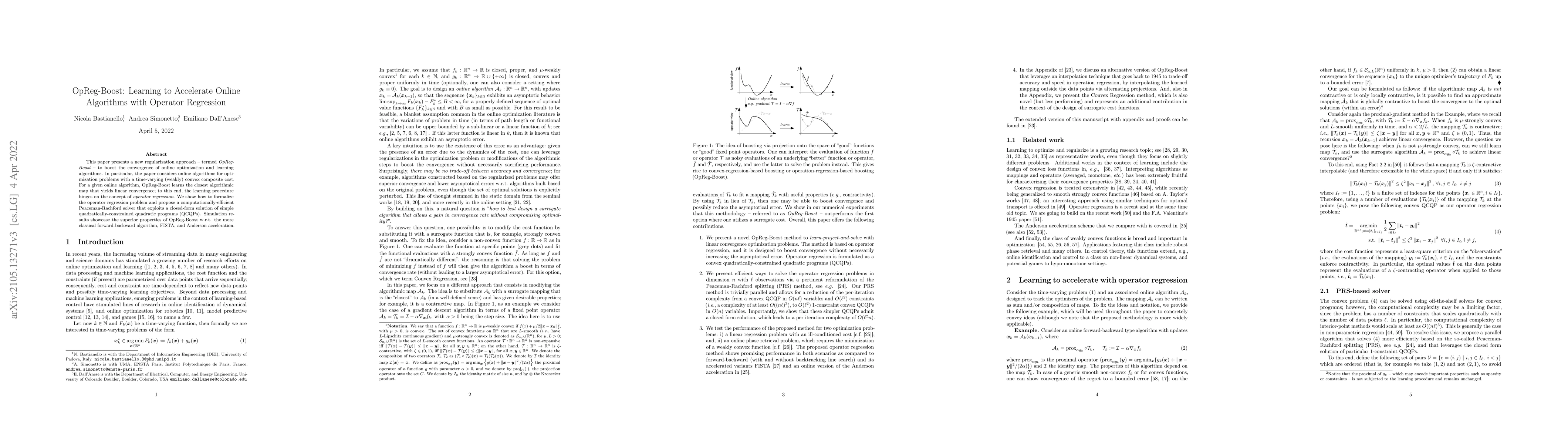 Thumbnail for OpReg-Boost: Learning to Accelerate Online Algorithms with Operator
  Regression