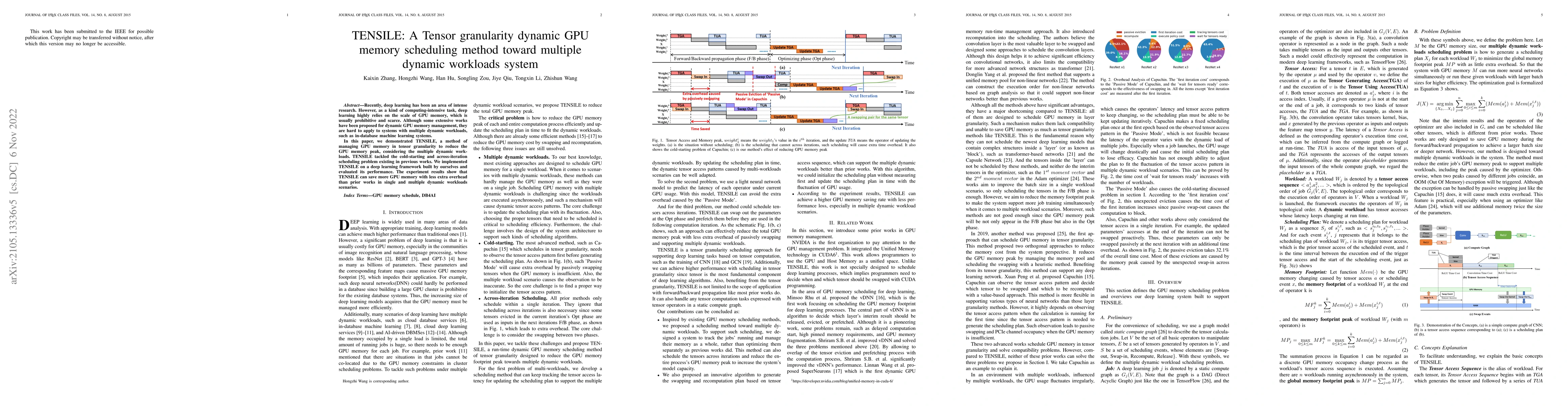 Thumbnail for TENSILE: A Tensor granularity dynamic GPU memory scheduling method
  toward multiple dynamic workloads system