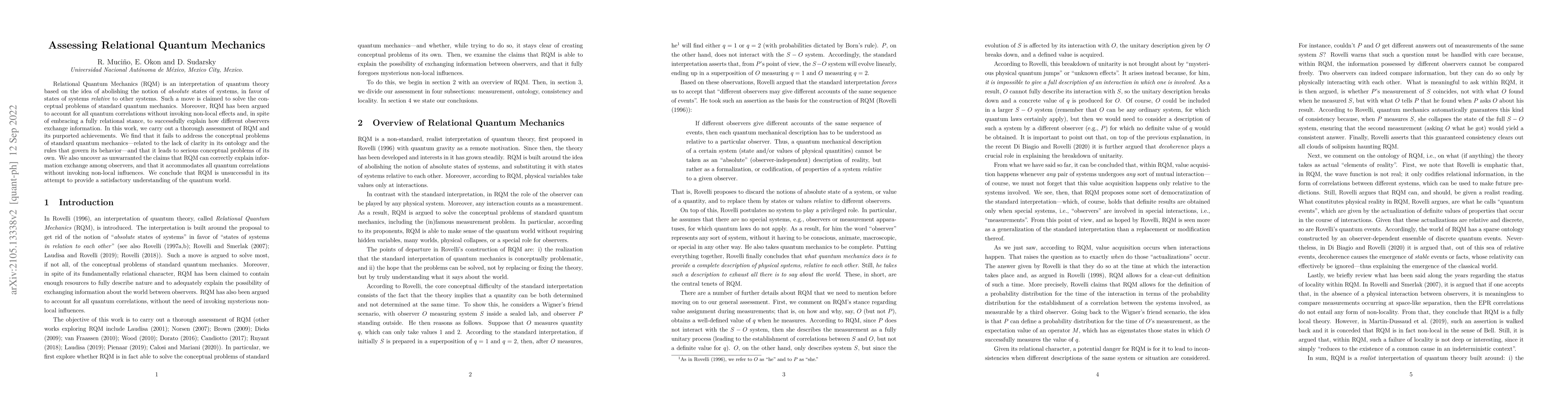 Thumbnail for Assessing Relational Quantum Mechanics