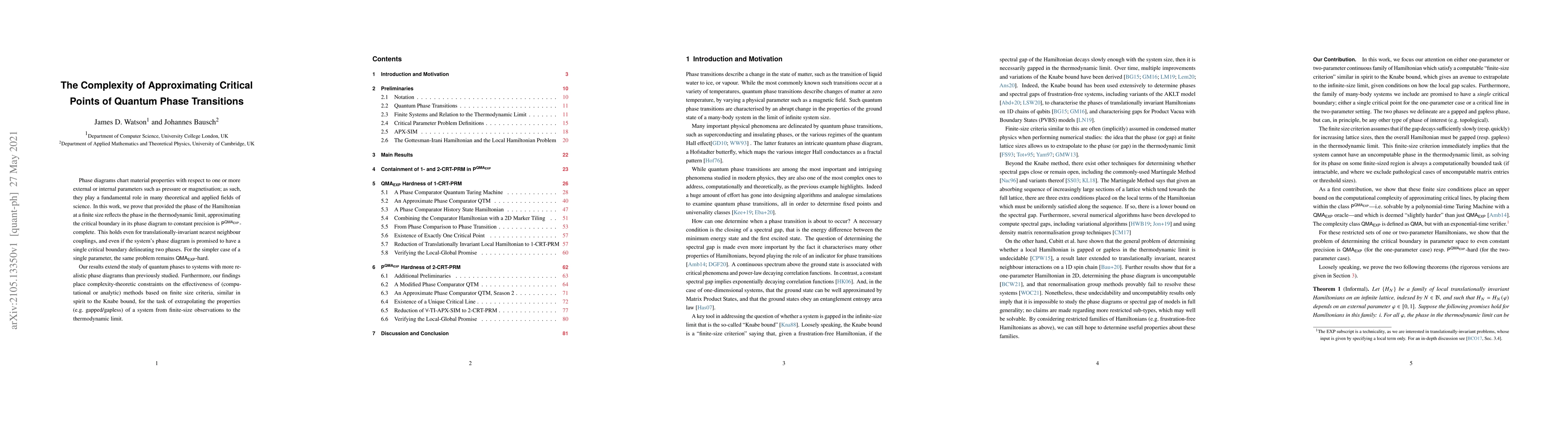 Thumbnail for The Complexity of Approximating Critical Points of Quantum Phase
  Transitions