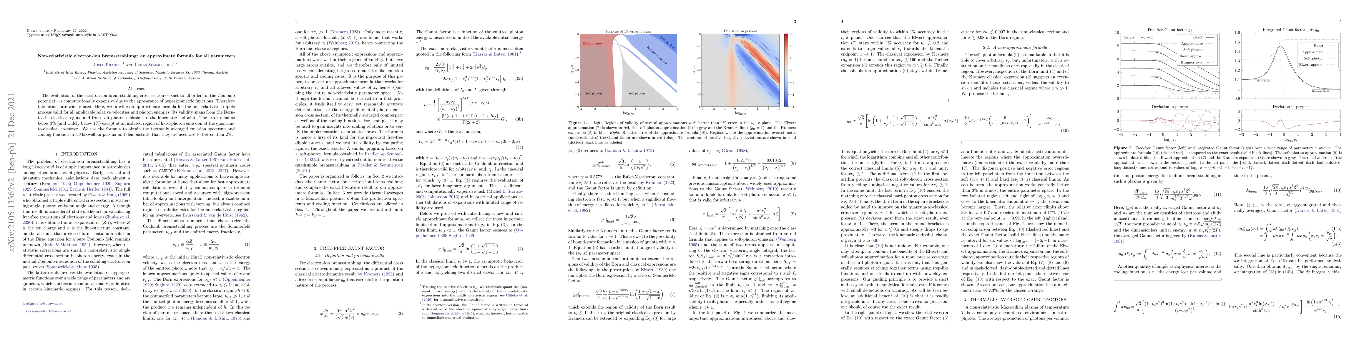 Thumbnail for Non-relativistic electron-ion bremsstrahlung: an approximate formula for
  all parameters