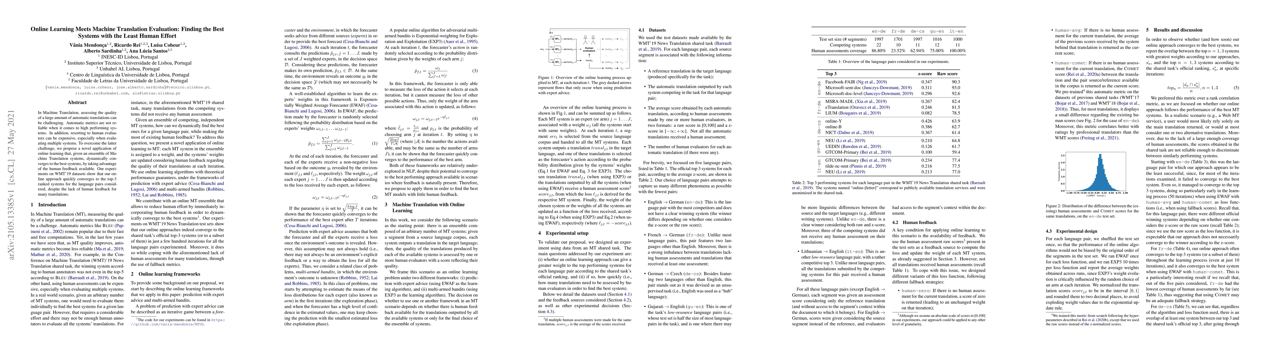 Thumbnail for Online Learning Meets Machine Translation Evaluation: Finding the Best
  Systems with the Least Human Effort