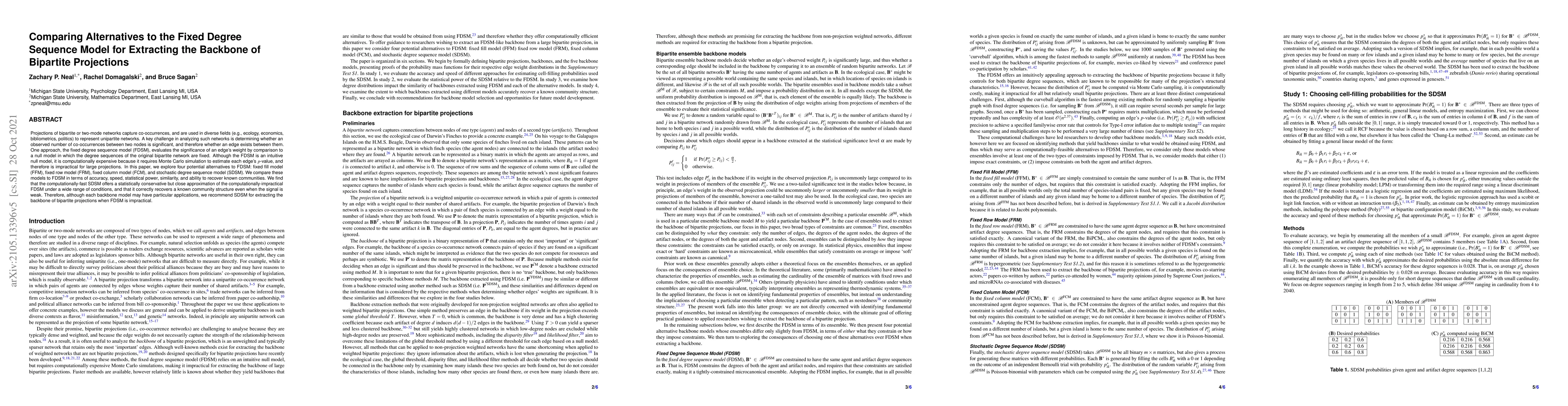 Thumbnail for Comparing Alternatives to the Fixed Degree Sequence Model for Extracting
  the Backbone of Bipartite Projections