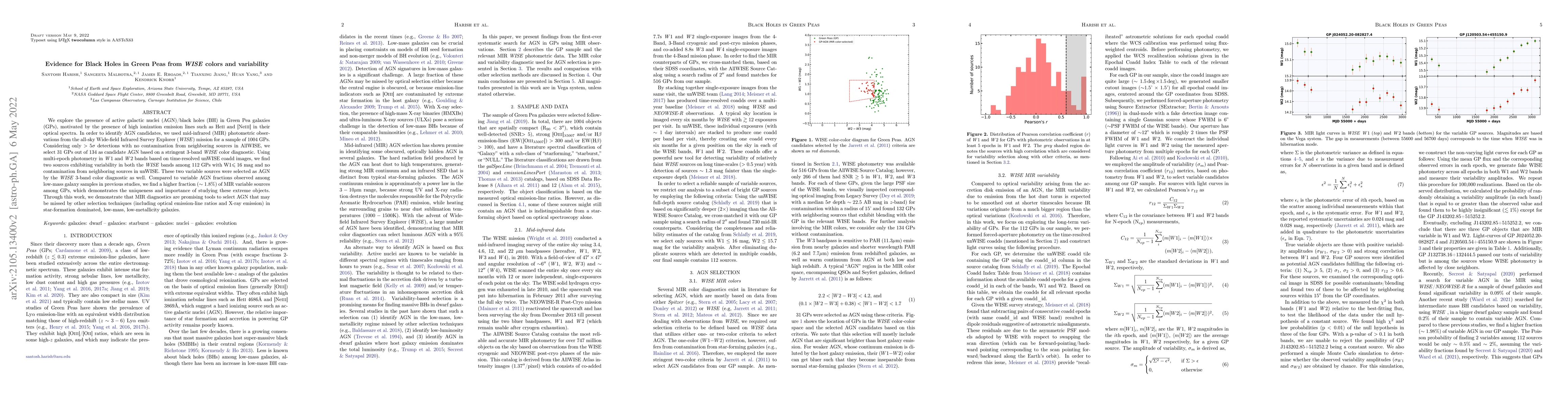Thumbnail for Evidence for Black Holes in Green Peas from WISE colors and variability